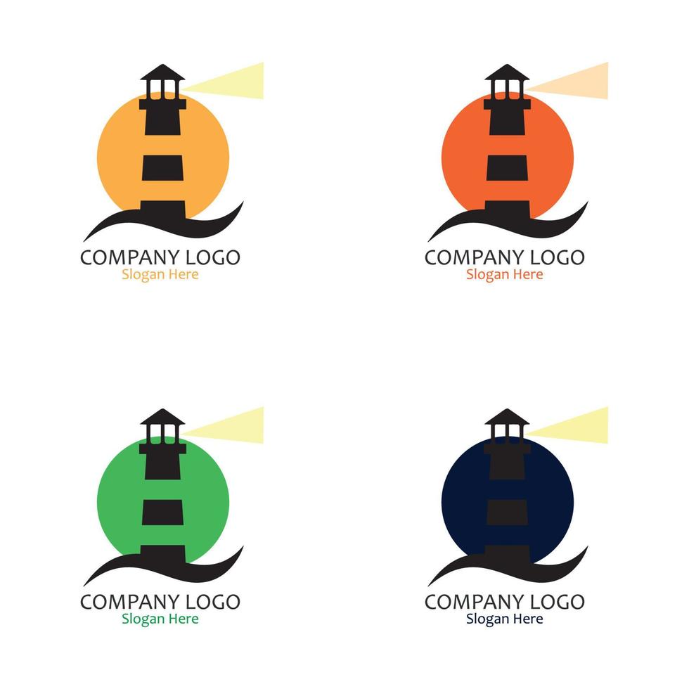 Lighthouse logo set vector