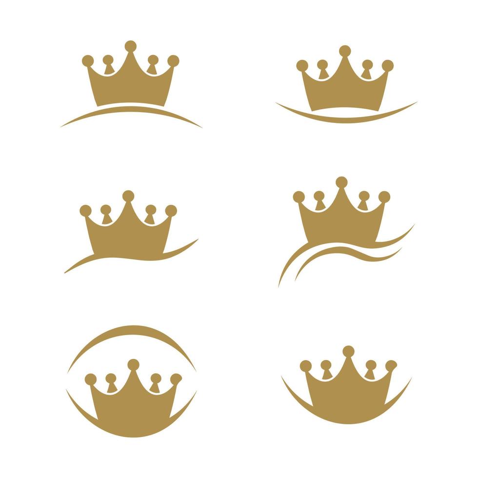 Golden crowns logo set vector