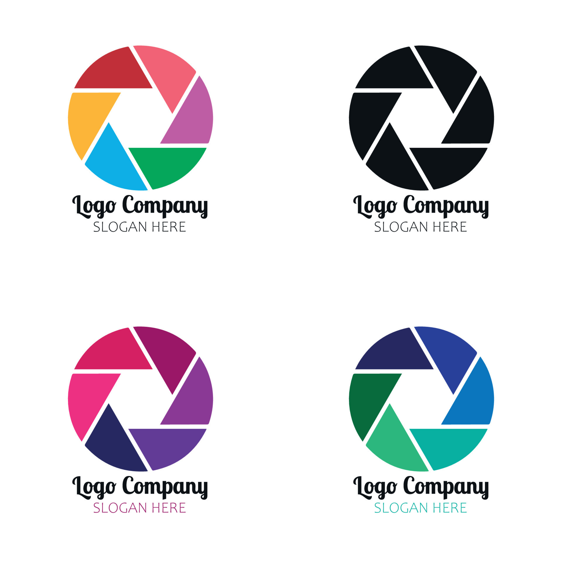 Set of camera logos in different colors 7872817 Vector Art at Vecteezy