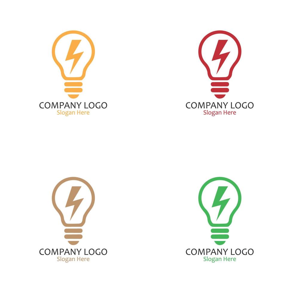 Set of spotlight logos with lightning vector