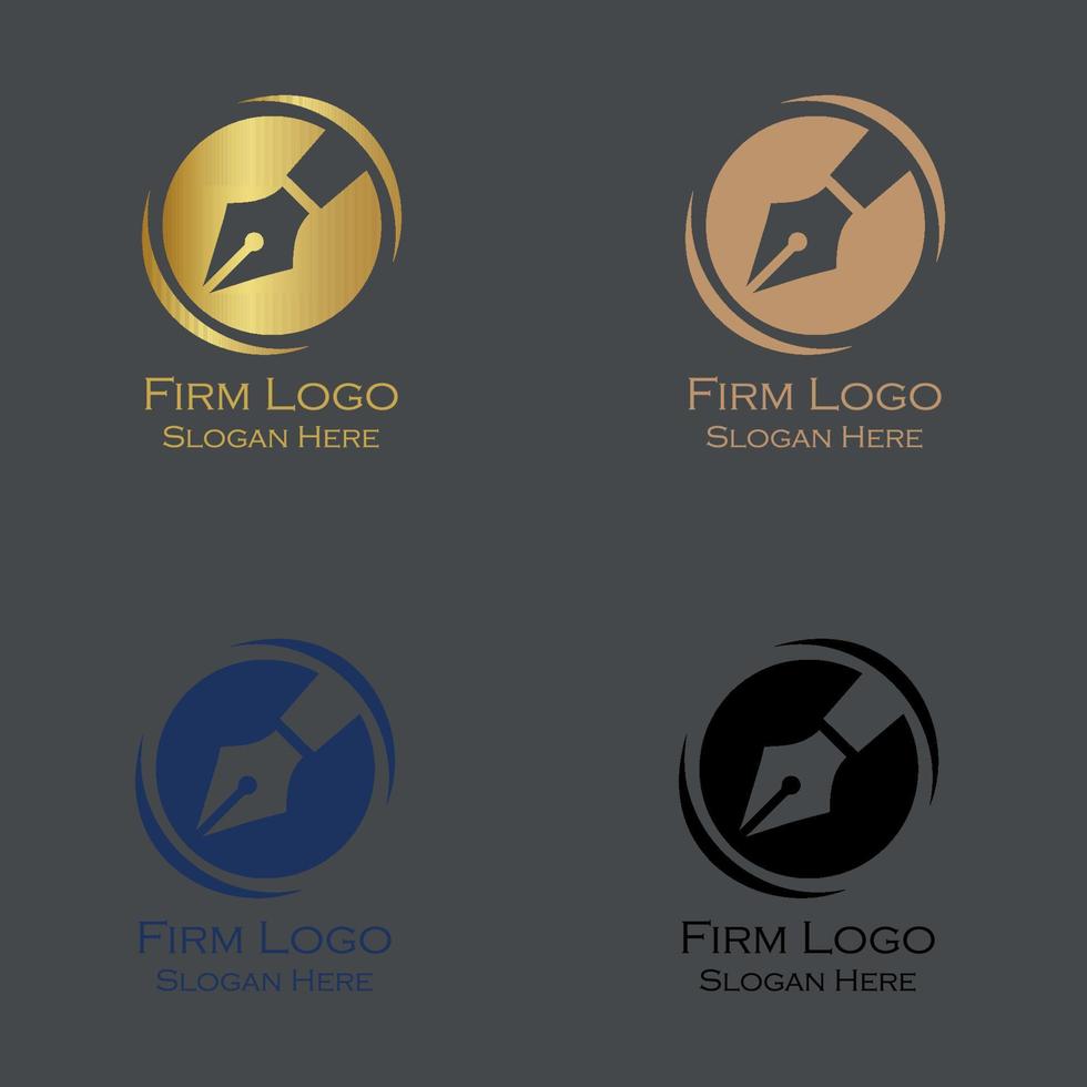 conjunto de logotipos de abogados con diseño de pluma vector