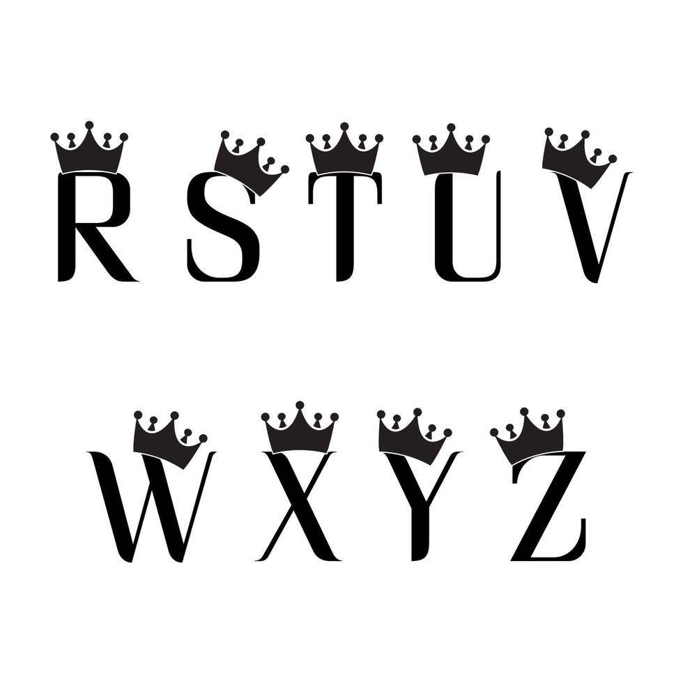 conjunto de letras de la r a la z, con diseño de corona vector