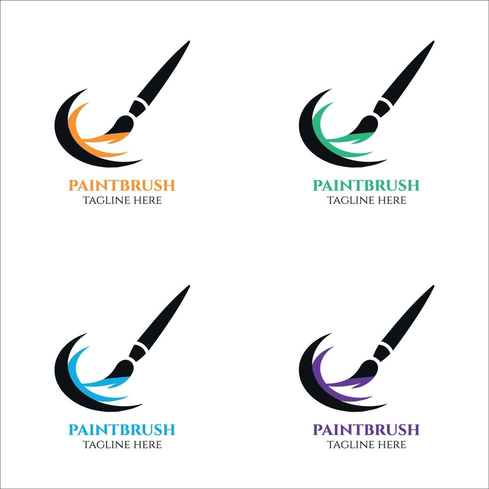 Brush logo collection in different colors vector