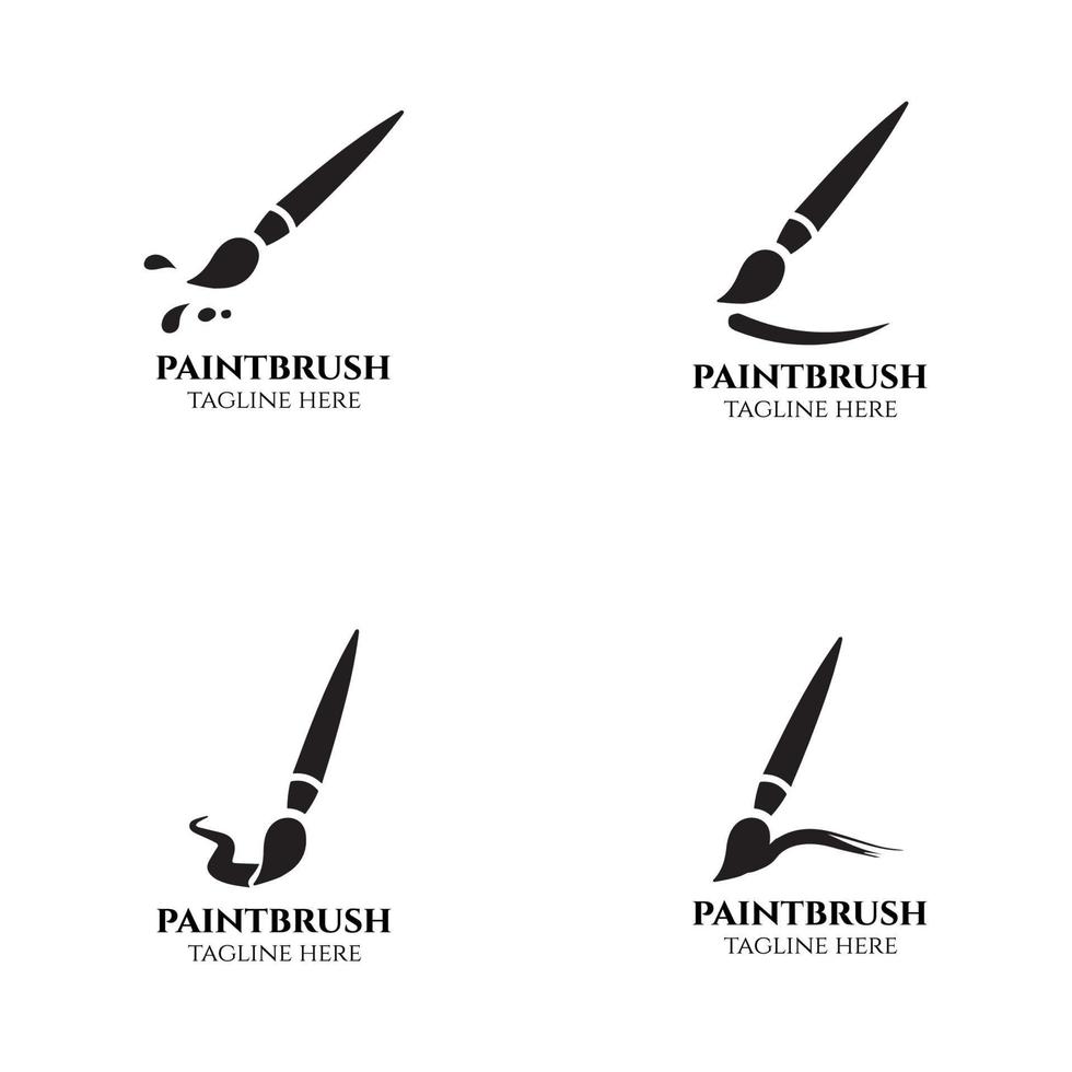 Set of black logos of brushes vector