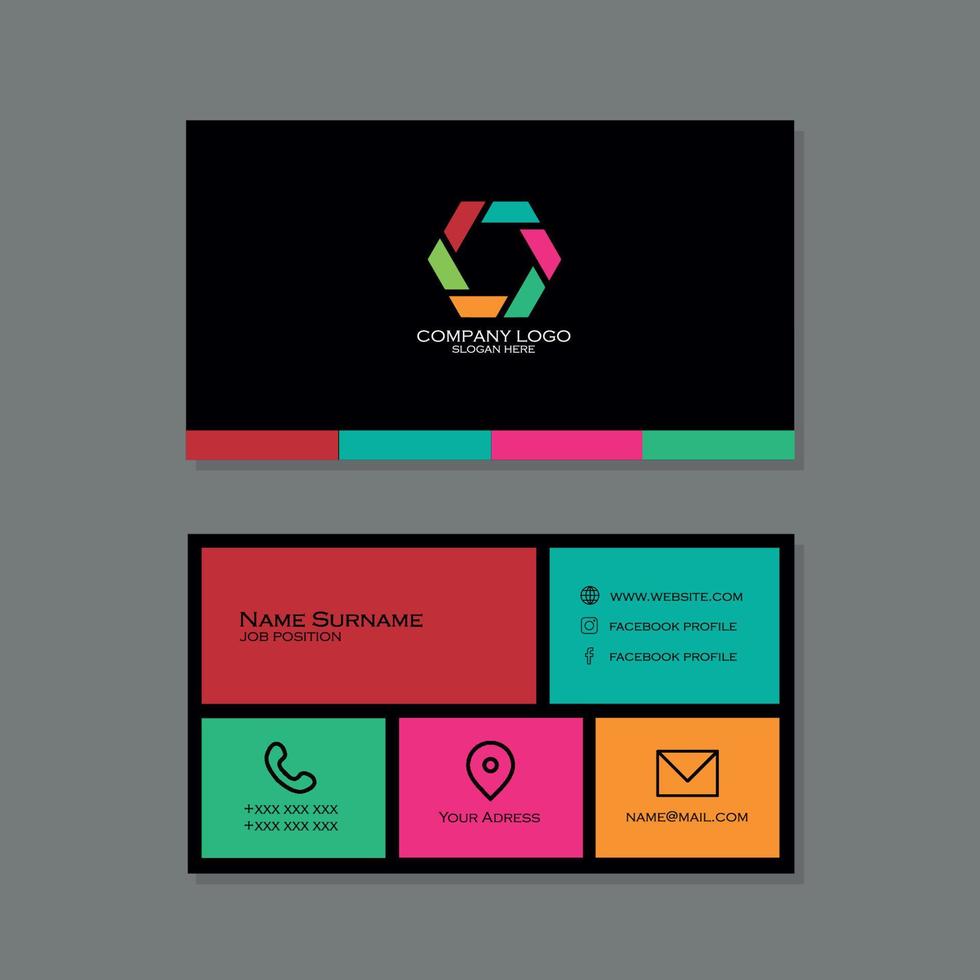 Colorful business card with camera logo vector