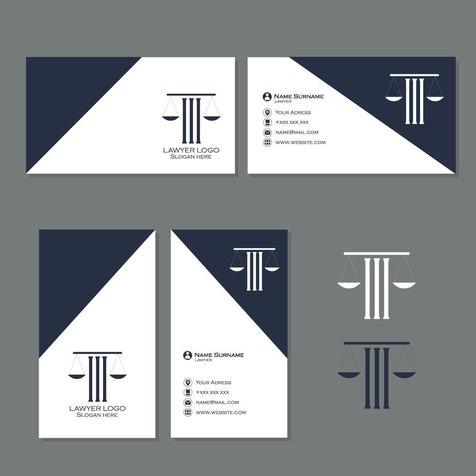 Lawyer business card template set in white and blue colors vector