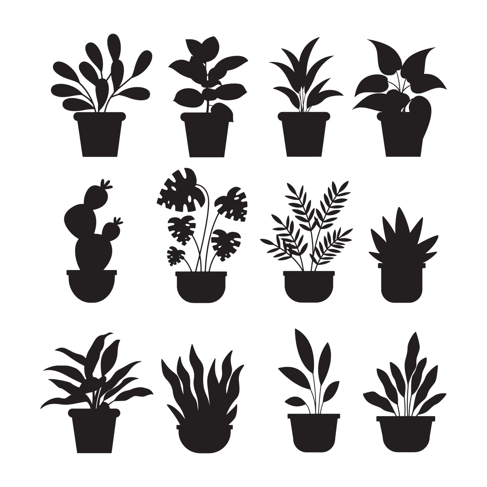 Plant Silhouette Vector Art, Icons, for Download