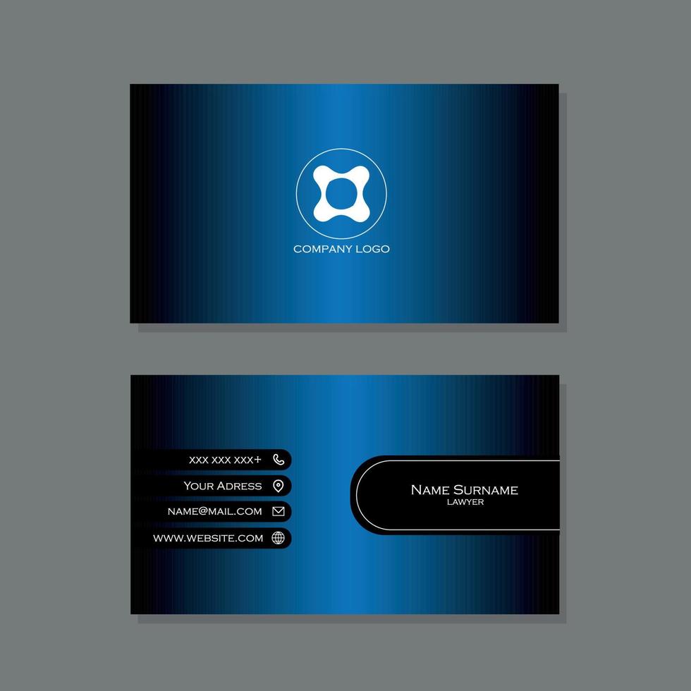 Blue and black gradient business card vector