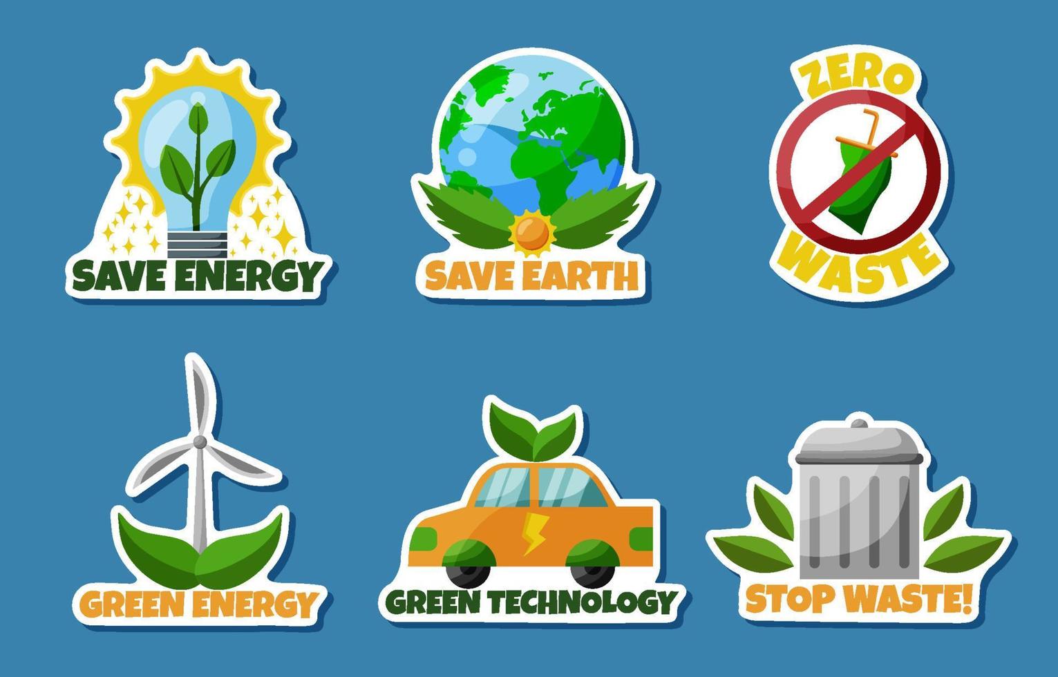 Green Technology Sticker Pack vector