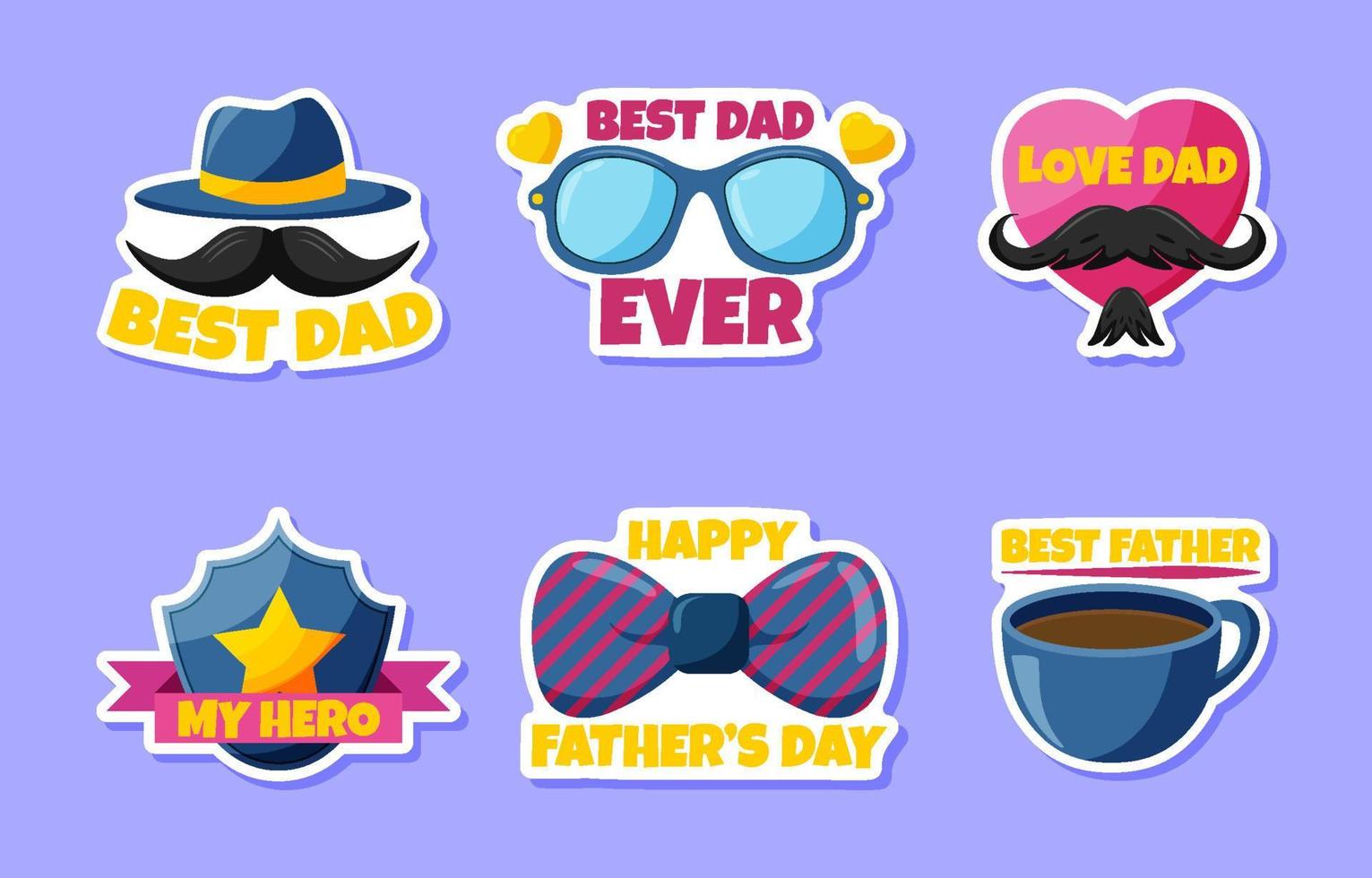 Set of Happy Father's Day Sticker vector