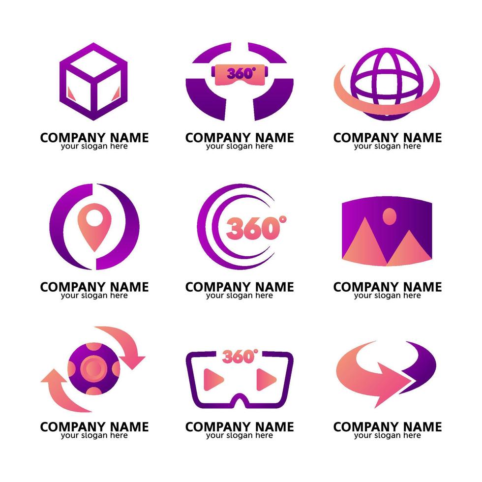 Set of Virtual Tour Logo vector