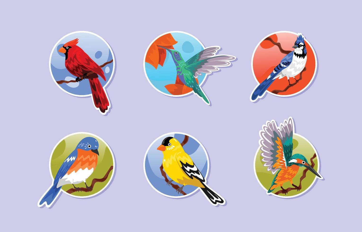 Colorful Spring Birds Stickers vector