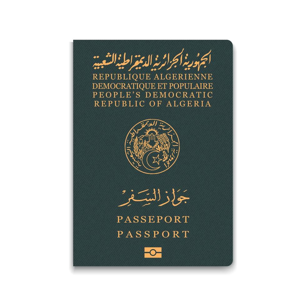 pasaporte de argelia. plantilla de identificación de ciudadano. para tu diseño vector