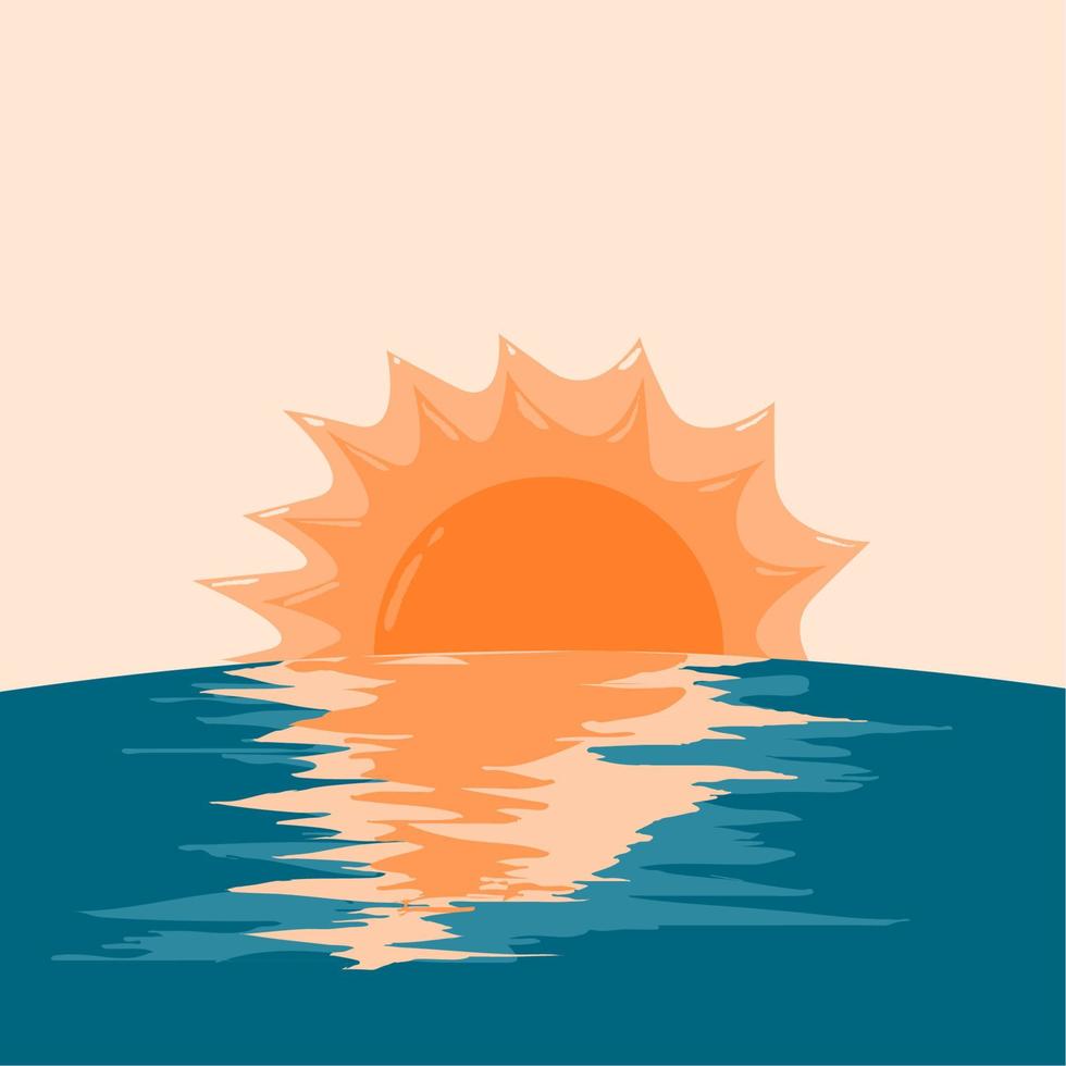 Sun Rising On The Beach vector