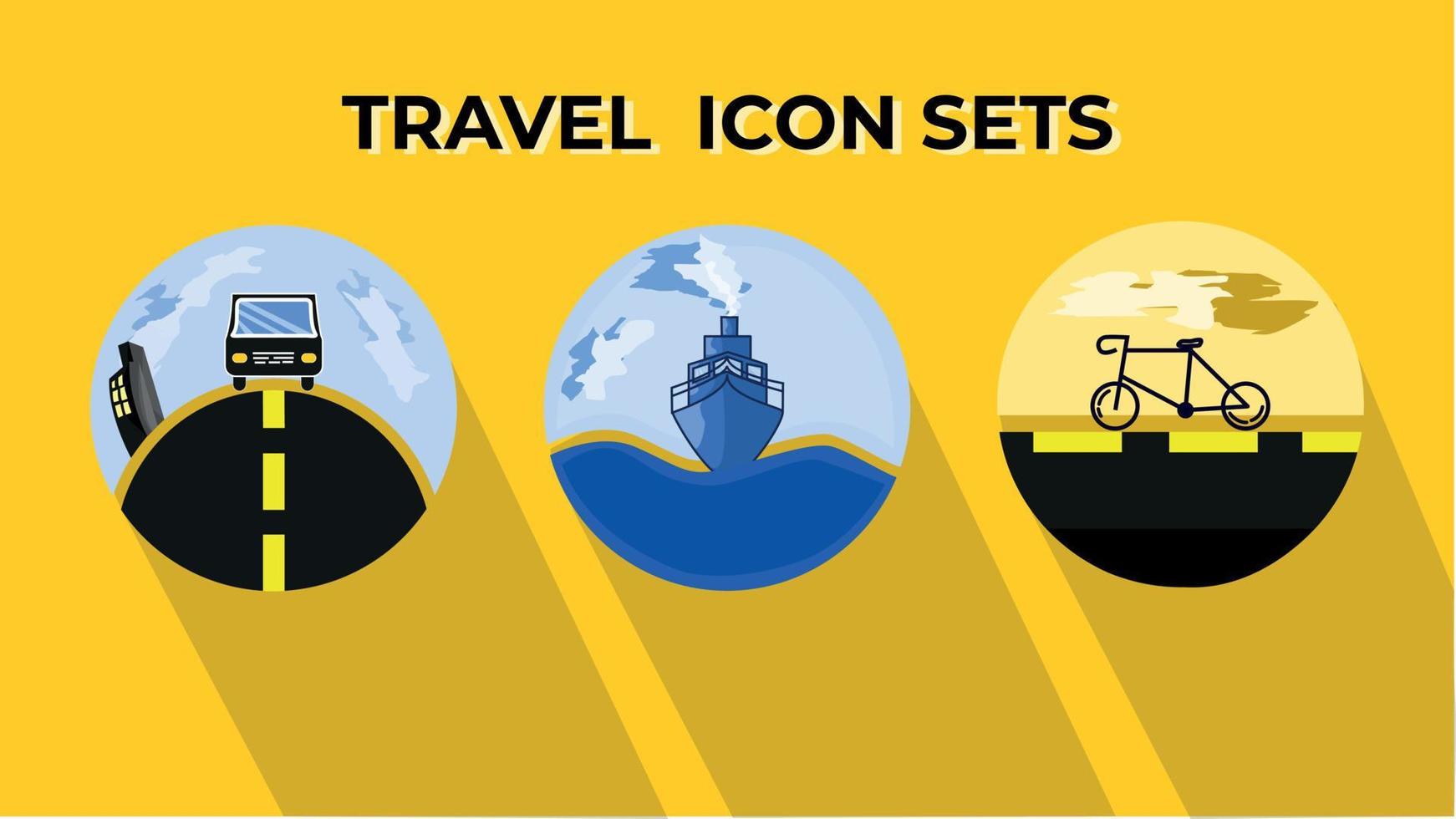 conjunto de iconos de viaje diseño de ilustración plana vector