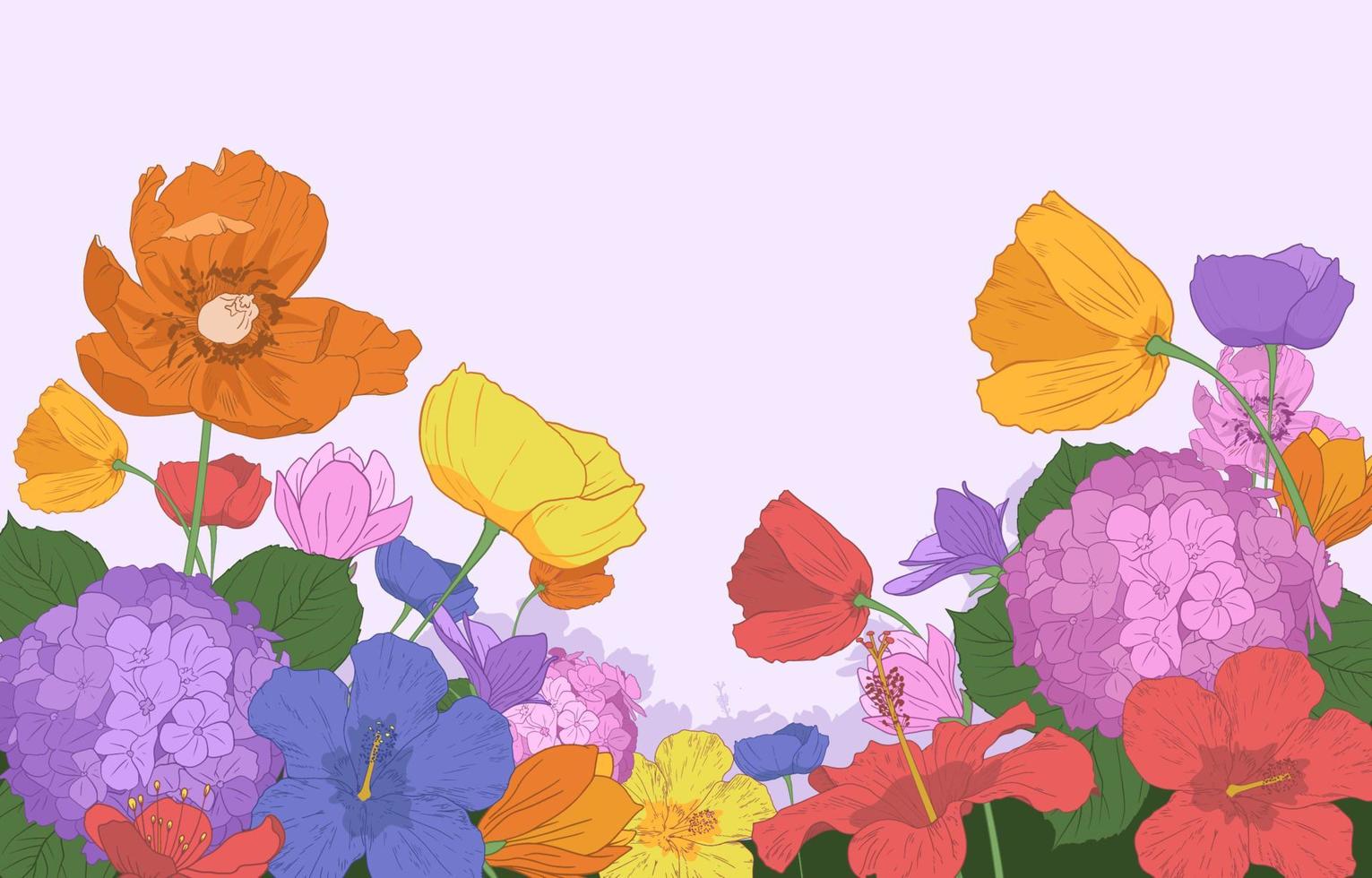 Summer Flowers in The Garden vector