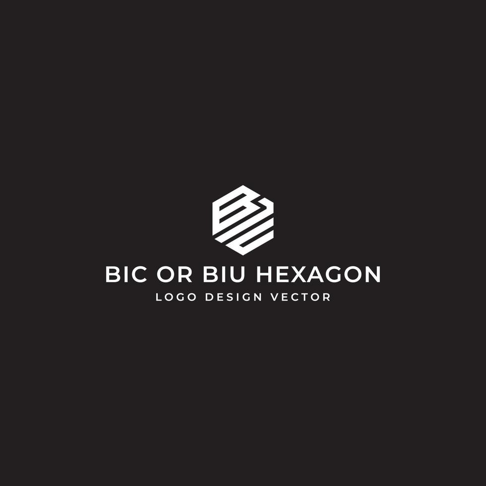 vector de diseño de logotipo hexagonal bic o biu