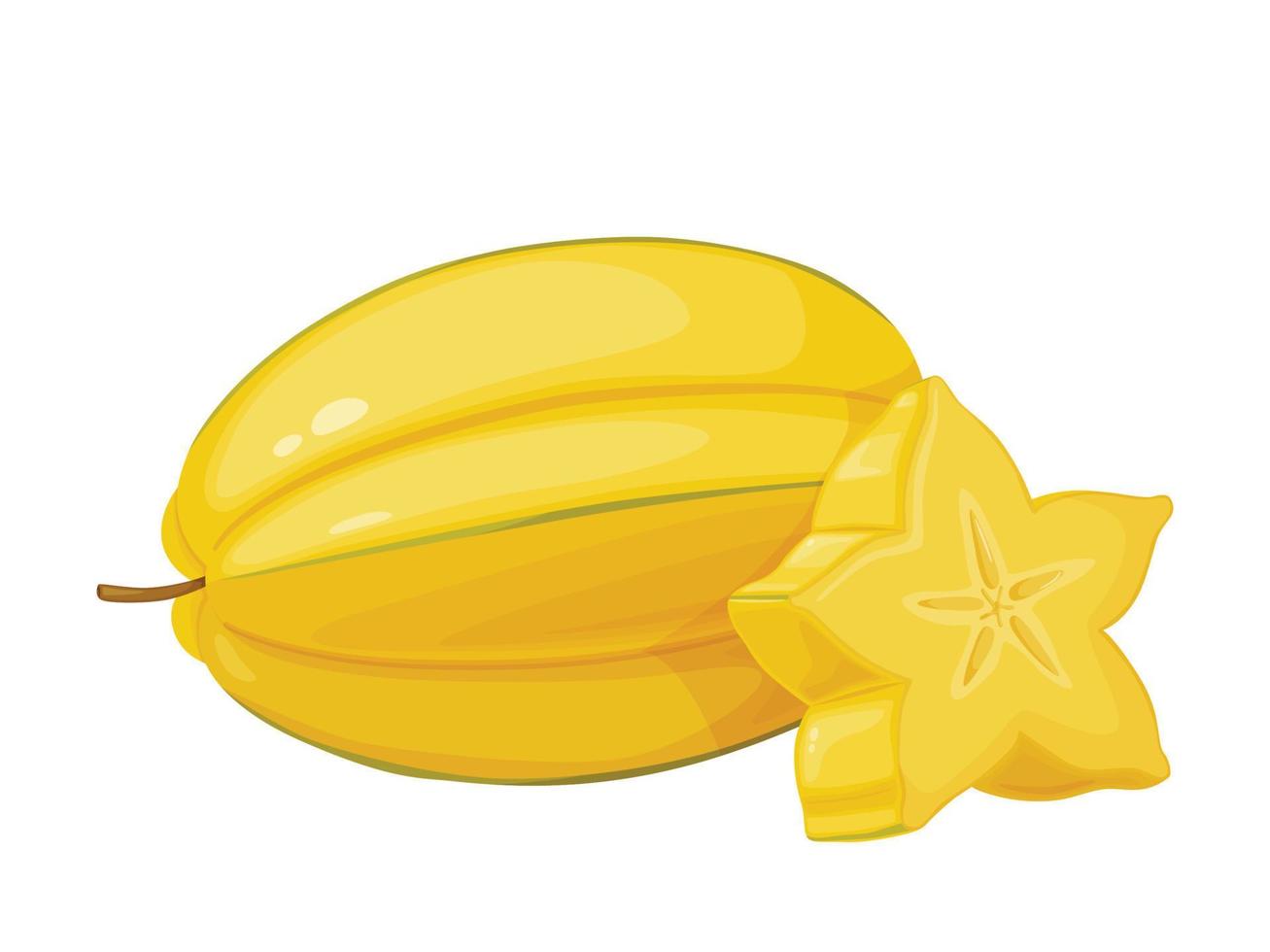 fruta carambola carambola madura amarilla aislada sobre fondo blanco. comida vegetariana. vector