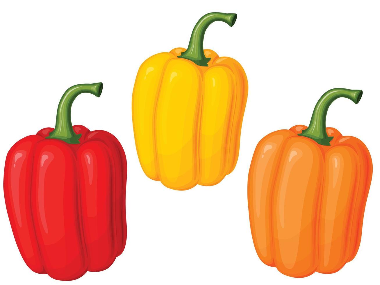 Sweet bell pepper set. Illustration of vegetables in cartoon simple flat style. vector