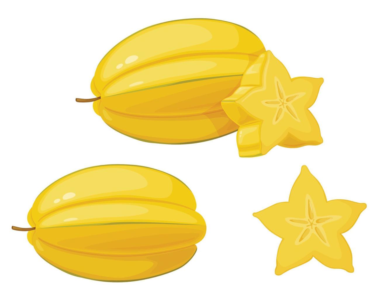 fruta carambola carambola madura amarilla aislada sobre fondo blanco. comida vegetariana. vector
