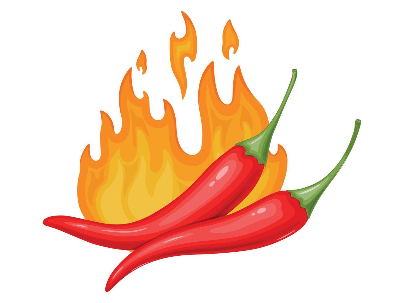 Red hot Chili pepper on fire. Mexican traditional food. vector