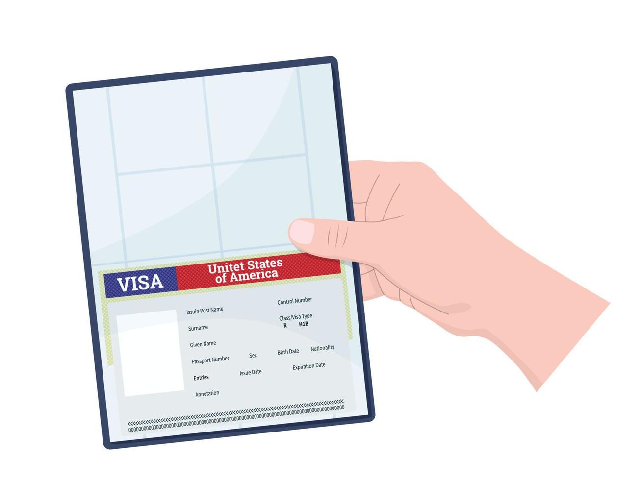 Visa Type H1B temporary work for workers. vector