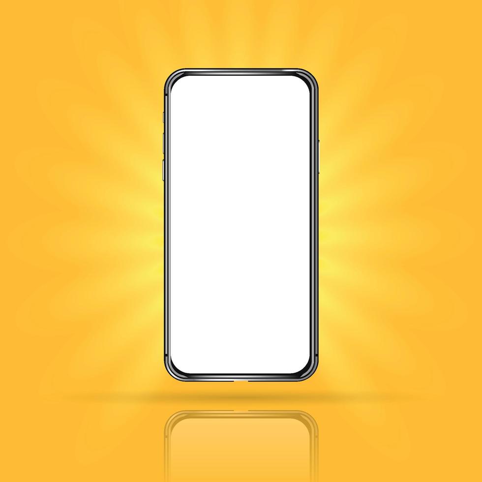 último teléfono inteligente con fondo naranja vector