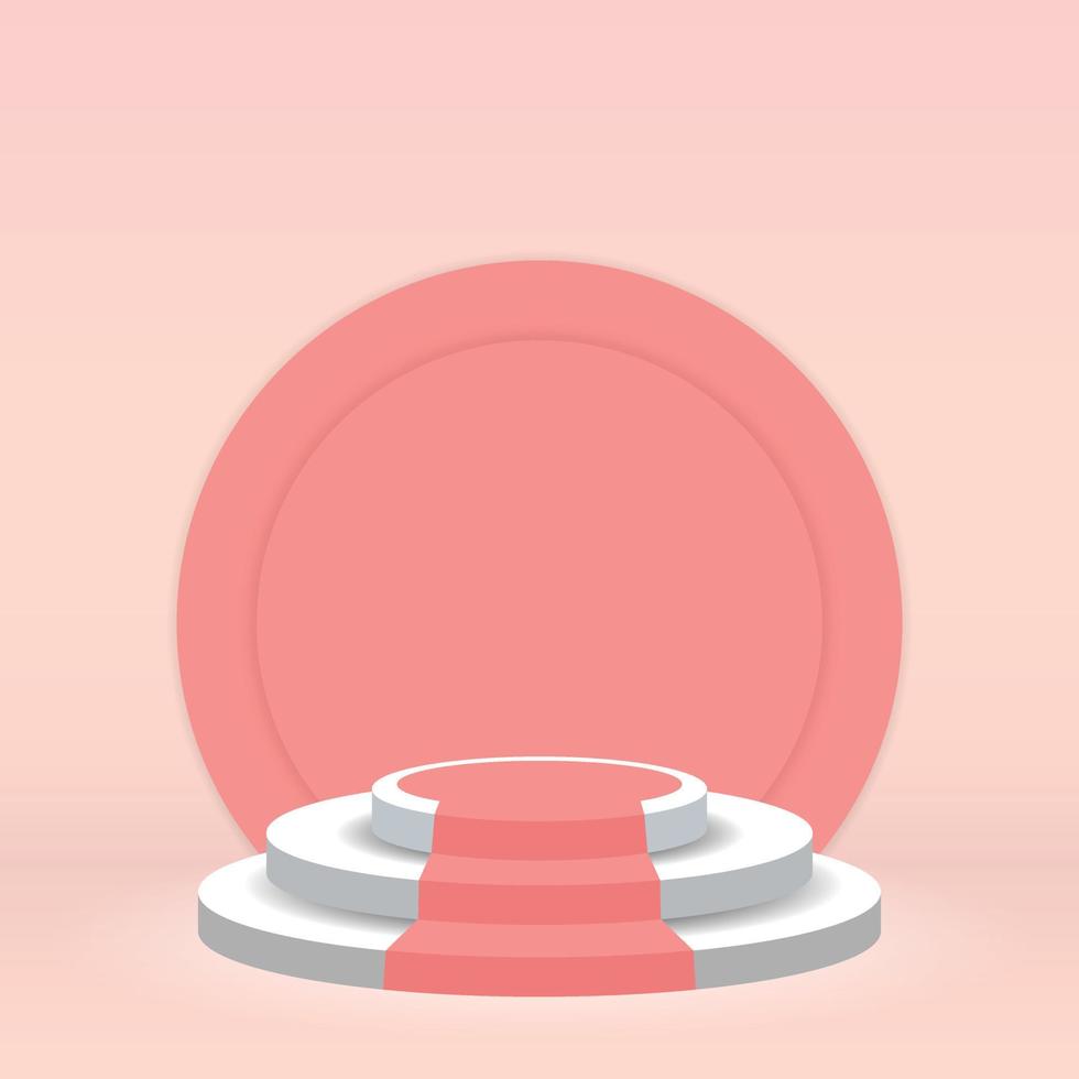 Podium Stage with Pink carpet and Pink Circle vector