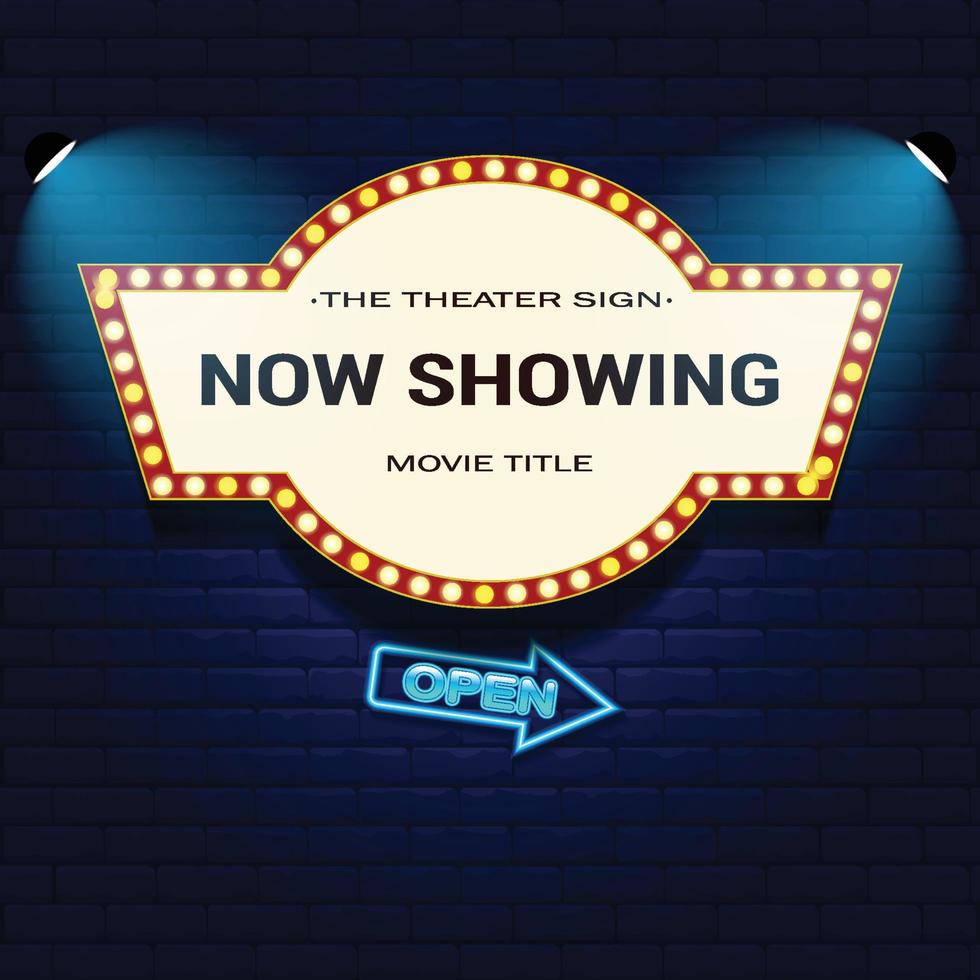 Retro Cinema with Sparking Blue Color and Blue Neon vector
