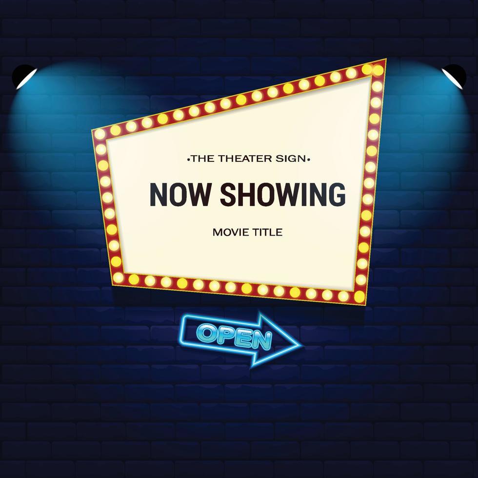 Retro Cinema with Sparking Blue Color and Blue Neon vector