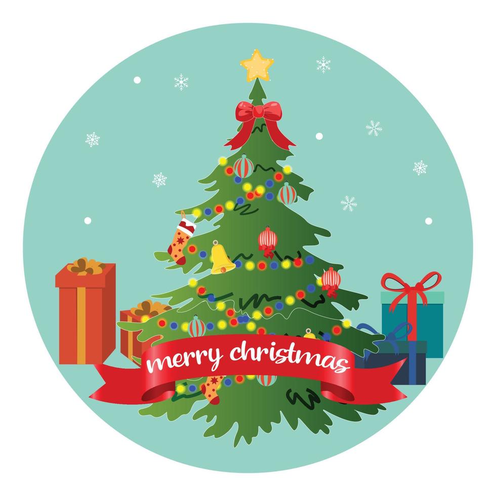 Merry Christmas posters with Christmas tree decorations and snow vector