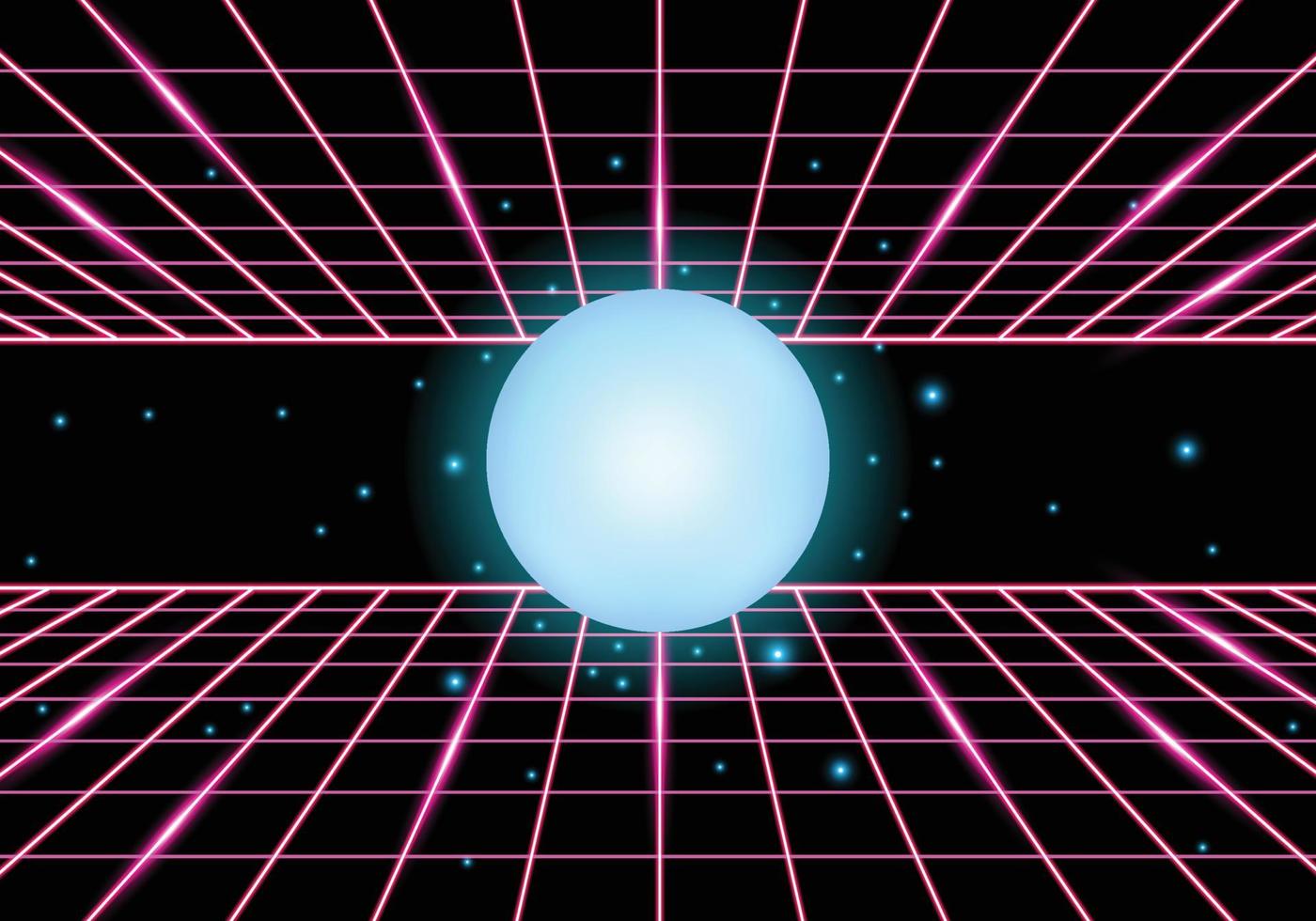 retro planet with pink and neon pink decoration vector