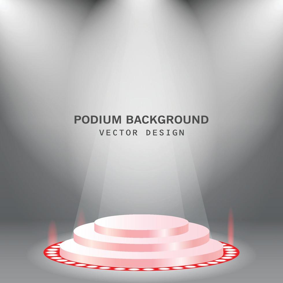 podium with gray background and red lights vector