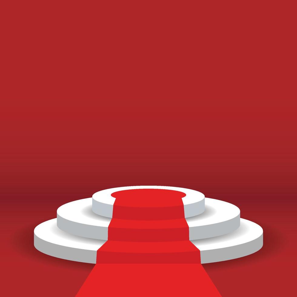 Podium stage with red carpet and red background vector