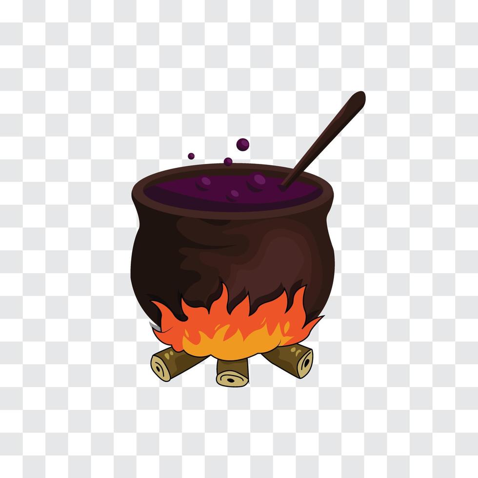 halloween pot with bubble and fire vector