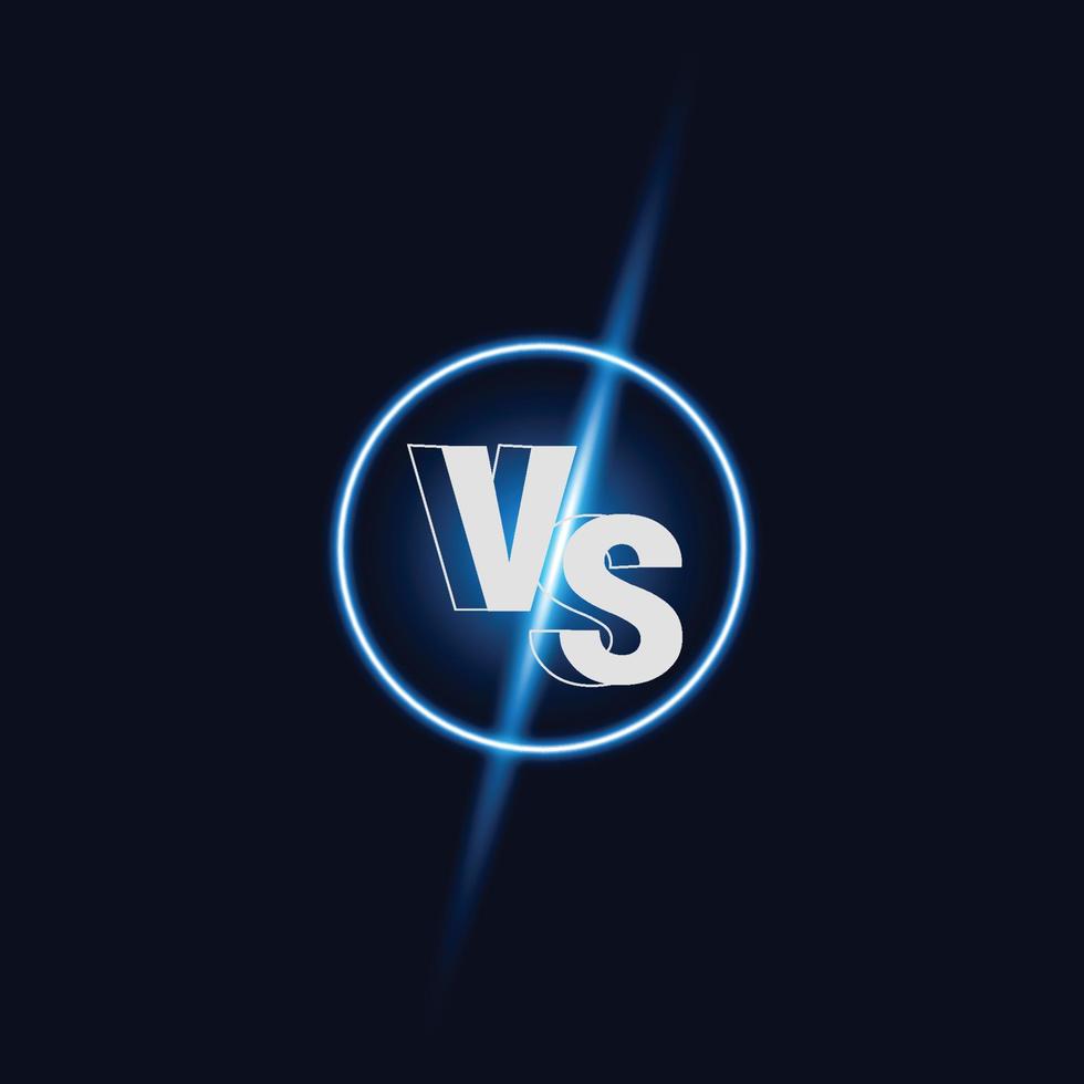 icono versus con luz chispeante y neón azul vector