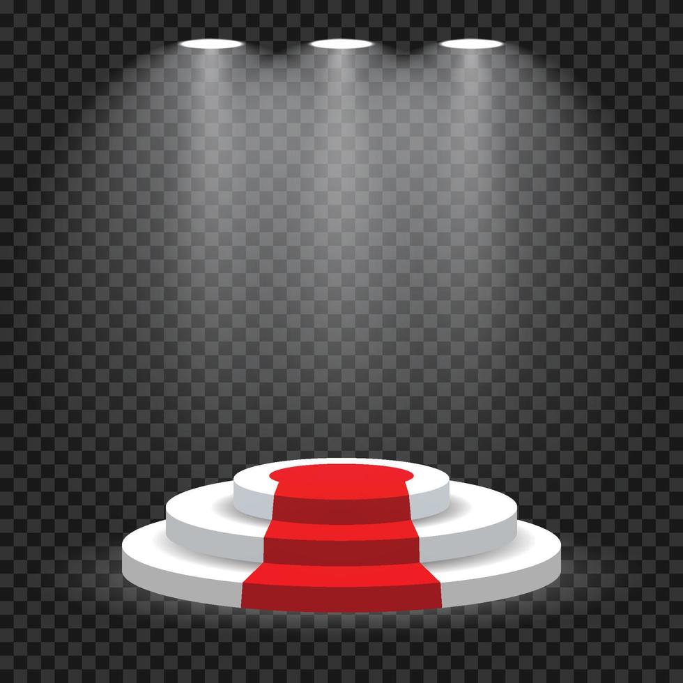 Podium Stage with Red Carpet and Shiny Lamps vector