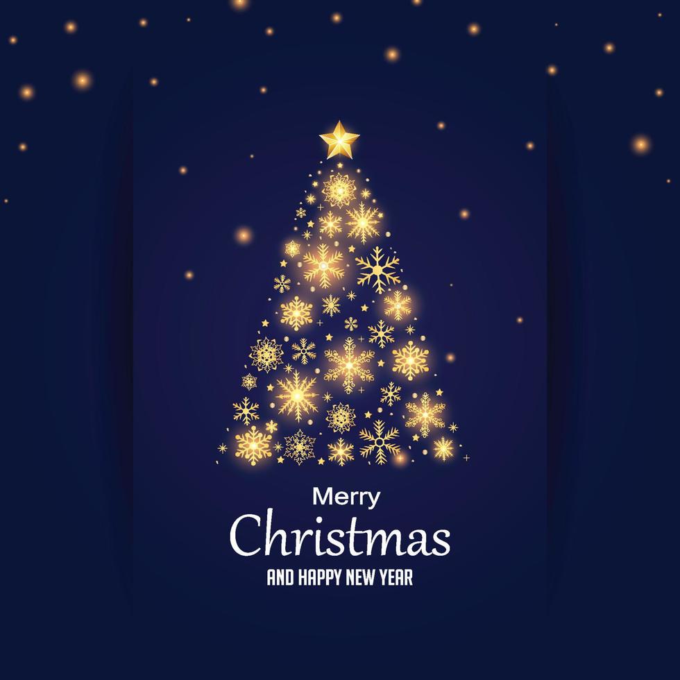 a merry christmas greeting card with glowing snow decoration vector