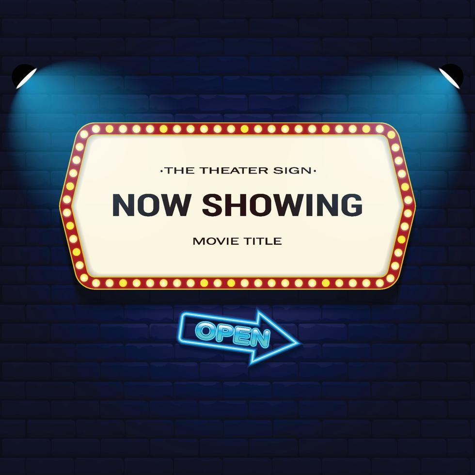 Retro Cinema with Sparking Blue Color and Blue Neon vector