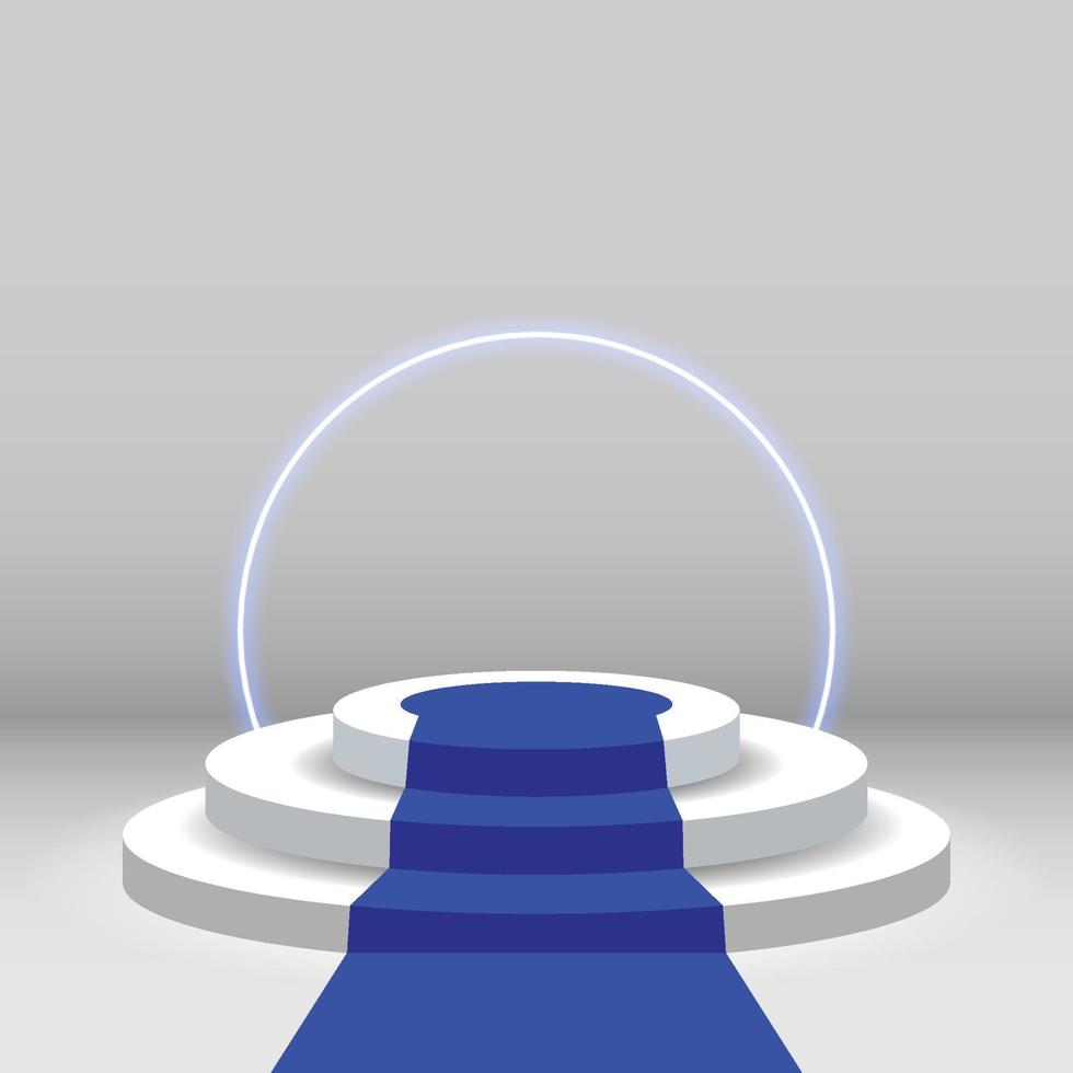 Podium Stage with Blue Sparking Neon vector