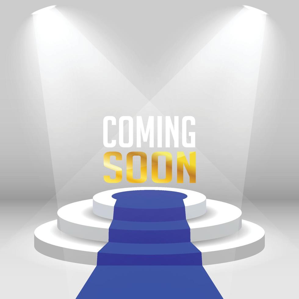 Coming Soon with Realistic Podium Stage and White Lamps vector