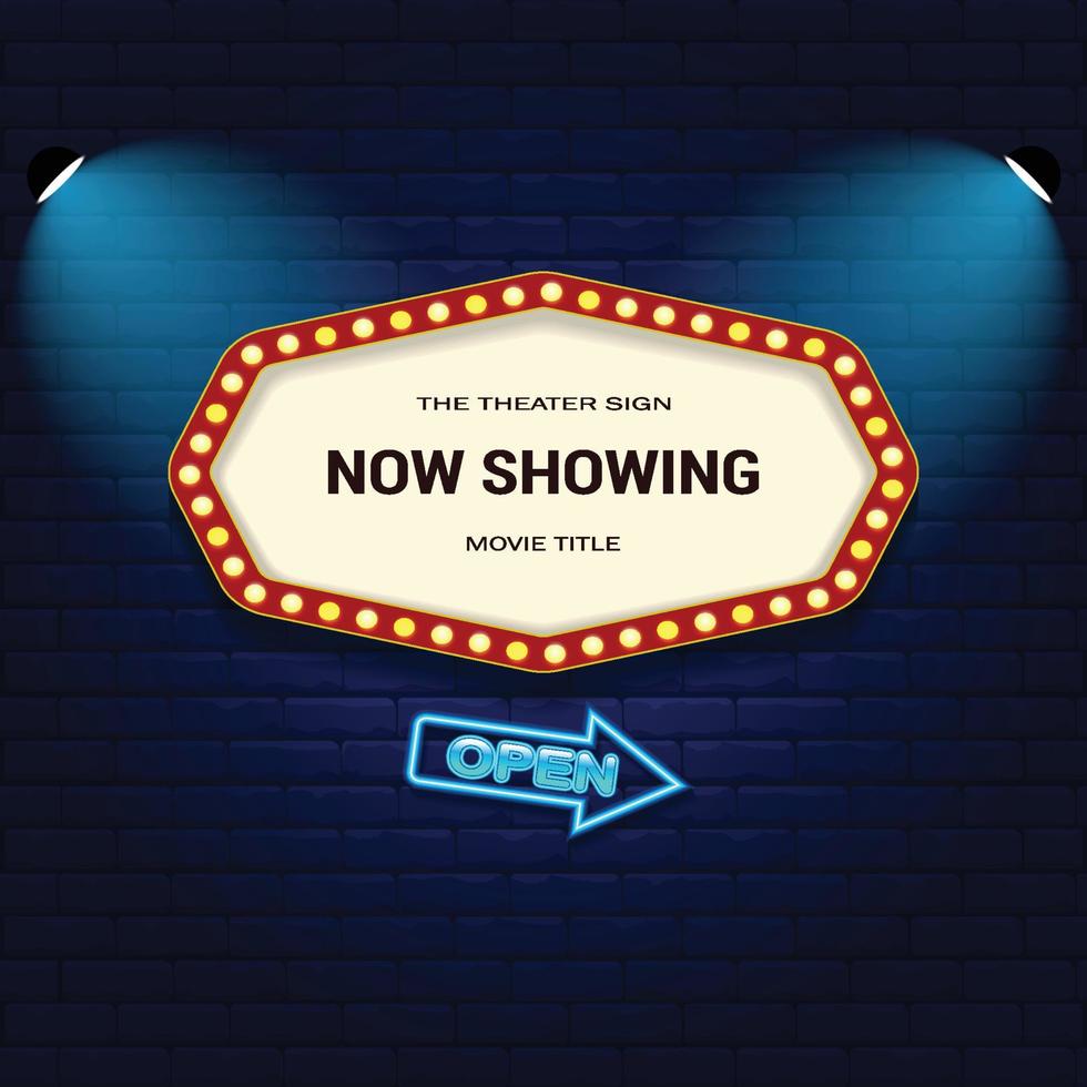 Retro Cinema with Sparking Blue Color and Blue Neon vector