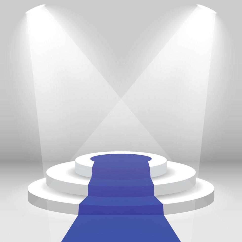 Podium stage with blue carpet vector