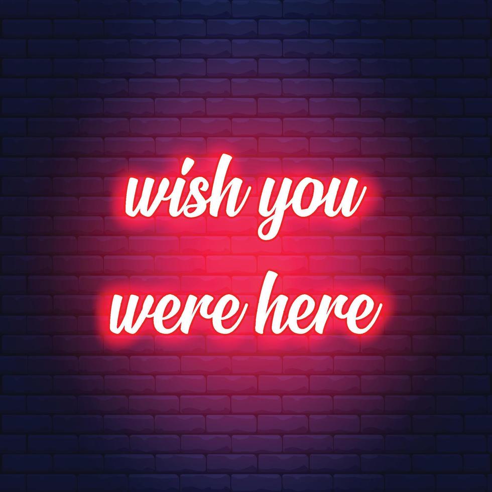 writing with red neon and brick bacground vector