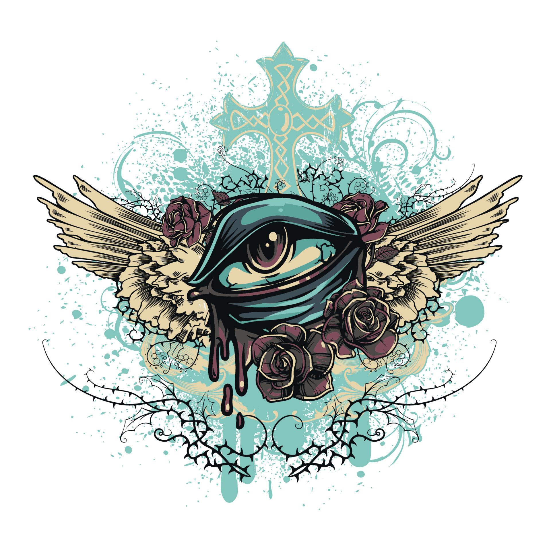 Monster Eye Ball Avec Wings Icon Logo Designstencil Tattoo Flat Vector  Illustration  Vecteur Premium