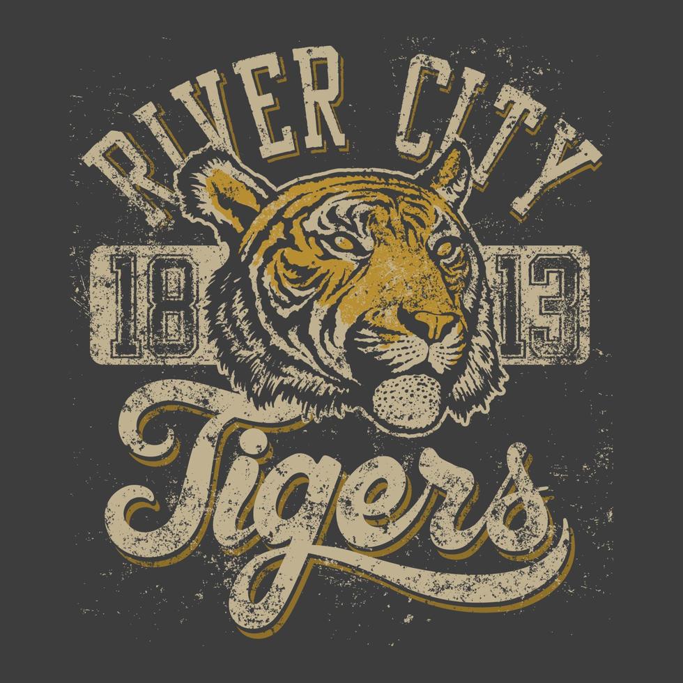River City Tigers T Shirt.Can be used for t-shirt print, mug print, pillows, fashion print design, kids wear, baby shower, greeting and postcard. t-shirt design vector