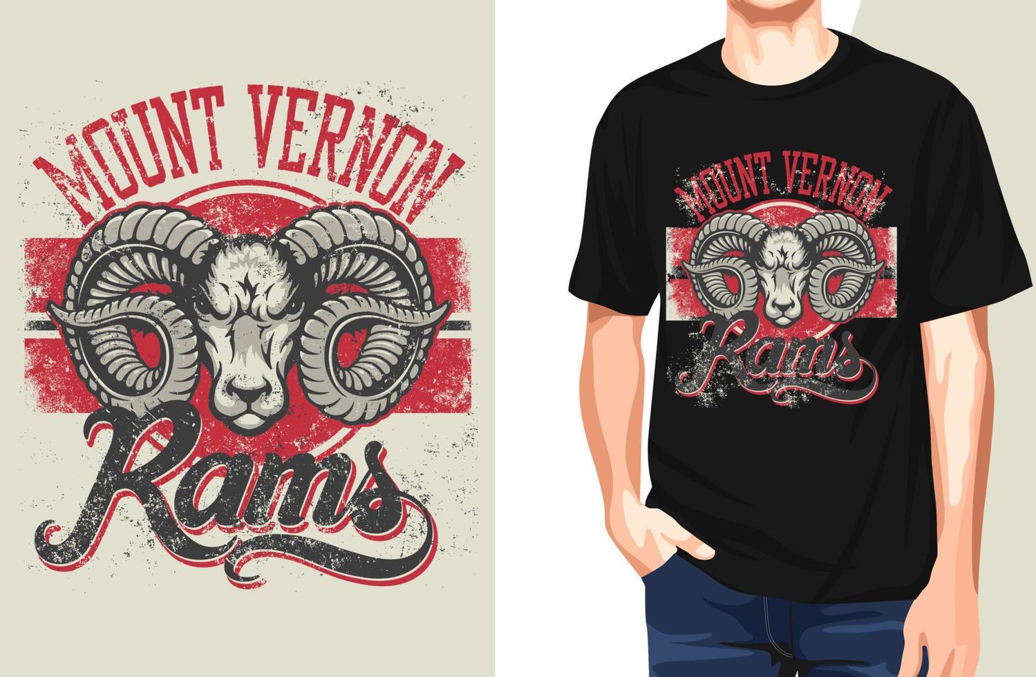 Mount Vernon Rams T Shirt.Can be used for t-shirt print, mug print, pillows, fashion print design, kids wear, baby shower, greeting and postcard. t-shirt design vector