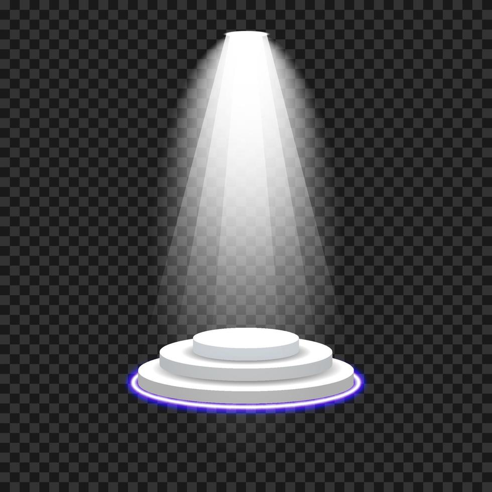 podium with white spotlights and gray stage vector