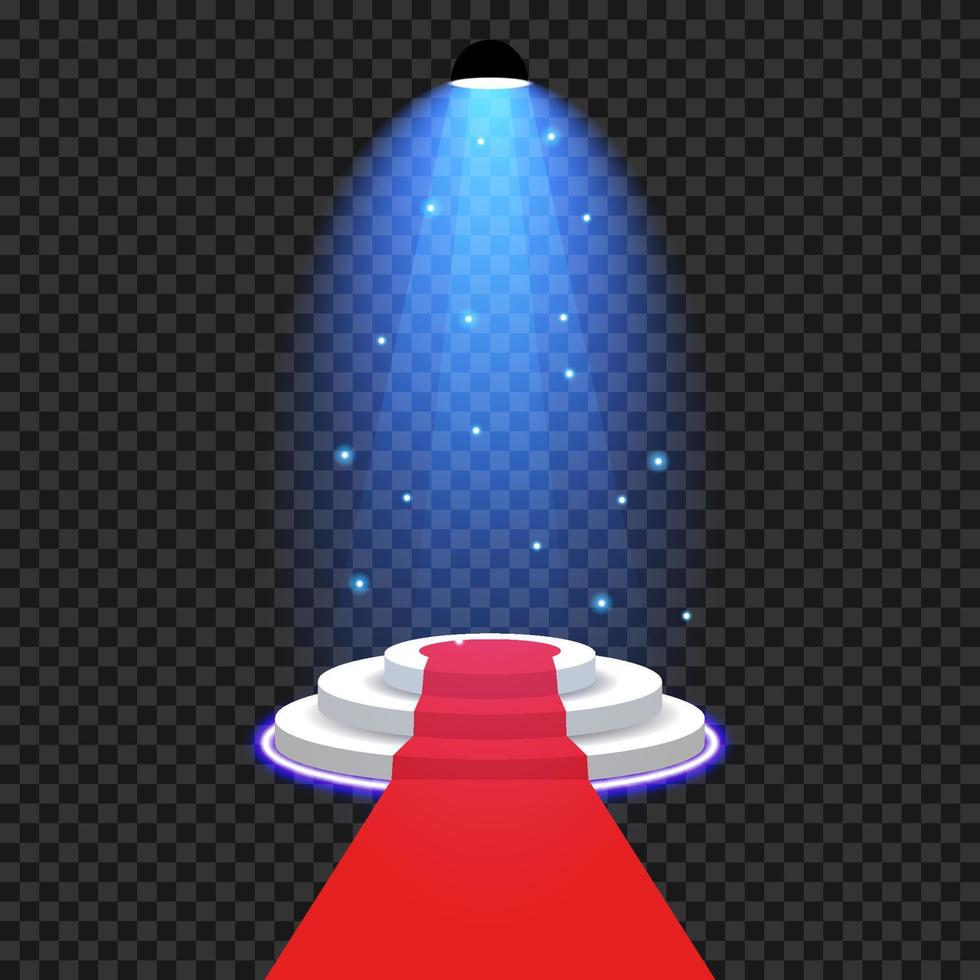 white podium decorated with neon blue with red carpet vector