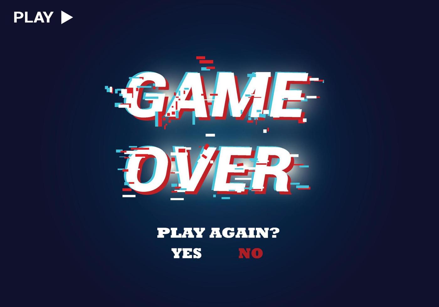 Game over with glitch effect and navy background vector